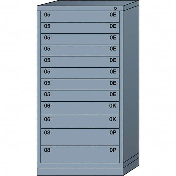Lyon - 12 Drawer, Standard Eye-Level - Multiple Drawer Access Cabinet - Steel, 30" Wide x 28-1/4" Deep x 59-1/4" High, Dove Gray - Exact Tooling