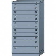 Lyon - 12 Drawer, Standard Eye-Level - Multiple Drawer Access Cabinet - Steel, 30" Wide x 28-1/4" Deep x 59-1/4" High, Dove Gray - Exact Tooling