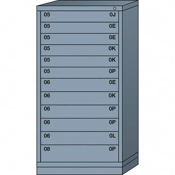 Lyon - 12 Drawer, Standard Eye-Level - Multiple Drawer Access Cabinet - Steel, 30" Wide x 28-1/4" Deep x 59-1/4" High, Dove Gray - Exact Tooling