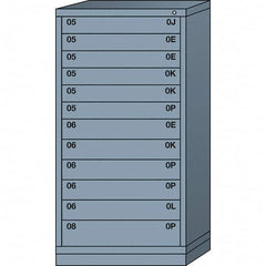 Lyon - 12 Drawer, Standard Eye-Level - Single Drawer Access Cabinet - Steel, 30" Wide x 28-1/4" Deep x 59-1/4" High, Dove Gray - Exact Tooling