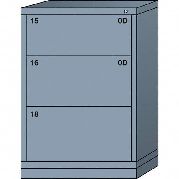 Lyon - 3 Drawer, Standard Counter - Multiple Drawer Access Cabinet - Steel, 30" Wide x 28-1/4" Deep x 44-1/4" High, Dove Gray - Exact Tooling