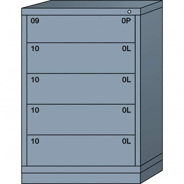 Lyon - 5 Drawer, Standard Counter - Single Drawer Access Cabinet - Steel, 30" Wide x 28-1/4" Deep x 44-1/4" High, Dove Gray - Exact Tooling