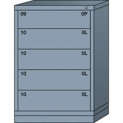 Lyon - 5 Drawer, Standard Counter - Single Drawer Access Cabinet - Steel, 30" Wide x 28-1/4" Deep x 44-1/4" High, Dove Gray - Exact Tooling