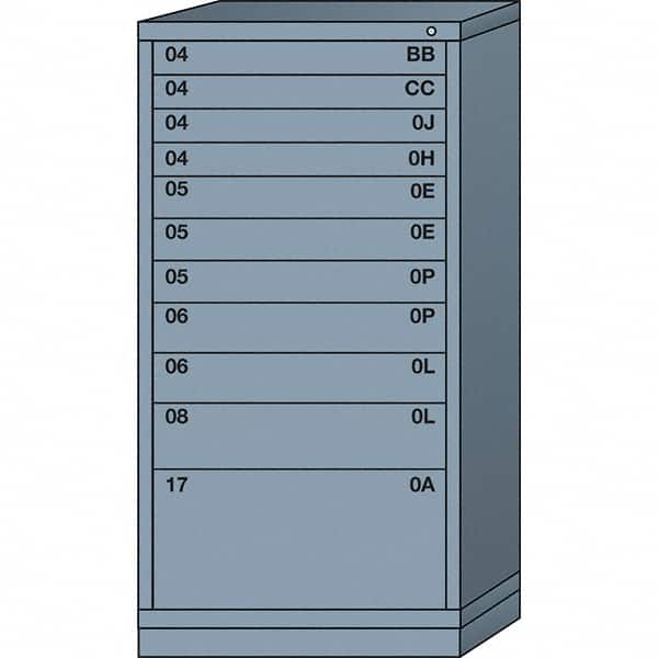 Lyon - 11 Drawer, Standard Eye-Level - Single Drawer Access Cabinet - Steel, 30" Wide x 28-1/4" Deep x 59-1/4" High, Dove Gray - Exact Tooling
