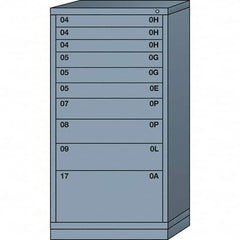 Lyon - 10 Drawer, Standard Eye-Level - Multiple Drawer Access Cabinet - Steel, 30" Wide x 28-1/4" Deep x 59-1/4" High, Dove Gray - Exact Tooling