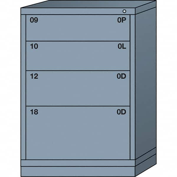 Lyon - 4 Drawer, Standard Counter - Multiple Drawer Access Cabinet - Steel, 30" Wide x 28-1/4" Deep x 44-1/4" High, Dove Gray - Exact Tooling
