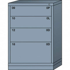 Lyon - 4 Drawer, Standard Counter - Multiple Drawer Access Cabinet - Steel, 30" Wide x 28-1/4" Deep x 44-1/4" High, Dove Gray - Exact Tooling