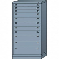 Lyon - 11 Drawer, Standard Eye-Level - Multiple Drawer Access Cabinet - Steel, 30" Wide x 28-1/4" Deep x 59-1/4" High, Dove Gray - Exact Tooling