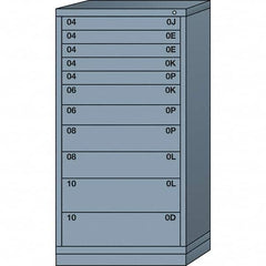 Lyon - 11 Drawer, Standard Eye-Level - Single Drawer Access Cabinet - Steel, 30" Wide x 28-1/4" Deep x 59-1/4" High, Dove Gray - Exact Tooling