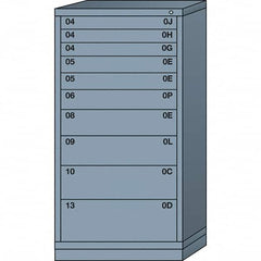 Lyon - 10 Drawer, Standard Eye-Level - Single Drawer Access Cabinet - Steel, 30" Wide x 28-1/4" Deep x 59-1/4" High, Dove Gray - Exact Tooling