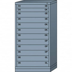 Lyon - 12 Drawer, Standard Eye-Level - Single Drawer Access Cabinet - Steel, 30" Wide x 28-1/4" Deep x 59-1/4" High, Dove Gray - Exact Tooling