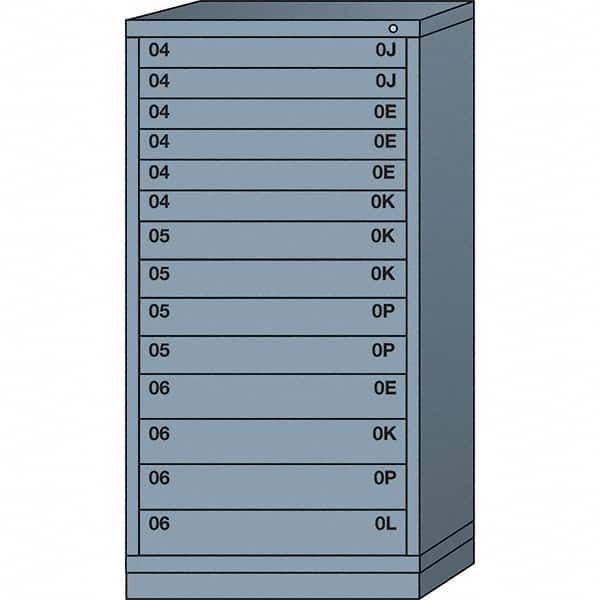 Lyon - 14 Drawer, Standard Eye-Level - Multiple Drawer Access Cabinet - Steel, 30" Wide x 28-1/4" Deep x 59-1/4" High, Dove Gray - Exact Tooling