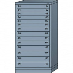 Lyon - 14 Drawer, Standard Eye-Level - Single Drawer Access Cabinet - Steel, 30" Wide x 28-1/4" Deep x 59-1/4" High, Dove Gray - Exact Tooling