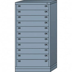 Lyon - 11 Drawer, Standard Eye-Level - Single Drawer Access Cabinet - Steel, 30" Wide x 28-1/4" Deep x 59-1/4" High, Dove Gray - Exact Tooling