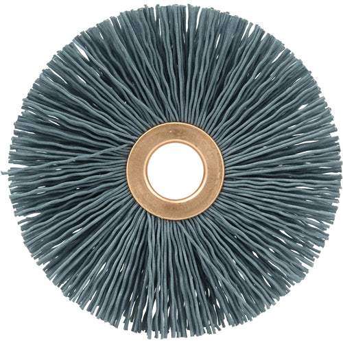 3″ Small Diameter Nylox Wheel Brush, .022/120SC Crimped Fill, 1/2″ Arbor Hole - Exact Tooling