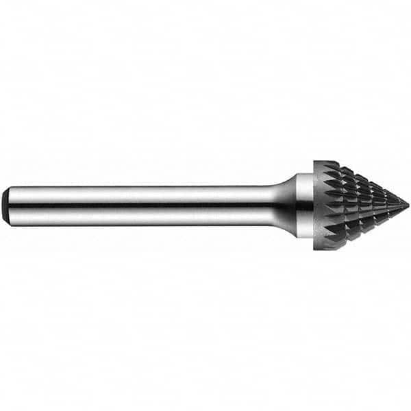 Precision Twist Drill - 5/8" Cut Diam, 1/4" Shank Diam, Carbide Double Cut 60° Angle Burr - Exact Tooling