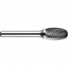 Precision Twist Drill - 3/8" Cut Diam, 1/4" Shank Diam, Carbide Double Cut Oval Burr - Exact Tooling