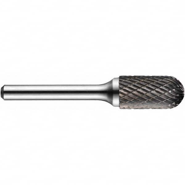 Precision Twist Drill - 1/4" Cut Diam, 1/4" Shank Diam, Carbide Double Cut Cylinder Ball End Burr - Exact Tooling