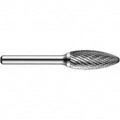 Precision Twist Drill - 1/8" Cut Diam, 1/8" Shank Diam, Carbide Double Cut Flame Burr - Exact Tooling