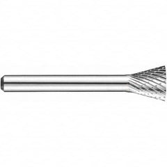 Precision Twist Drill - 1/8" Cut Diam, 1/8" Shank Diam, Carbide Double Cut Inverted Cone Burr - Exact Tooling