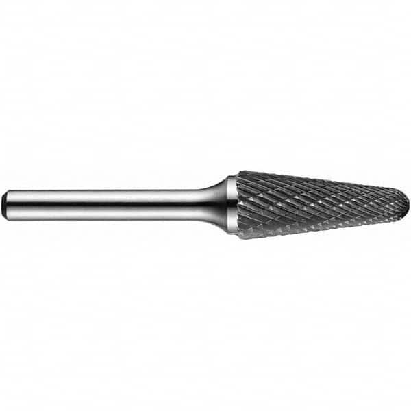 Precision Twist Drill - 3/8" Cut Diam, 1/4" Shank Diam, Carbide Double Cut Conical Radius End Burr - Exact Tooling