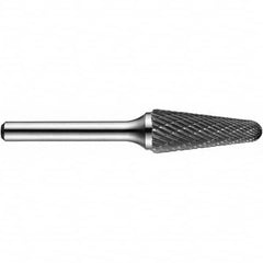 Precision Twist Drill - 3/8" Cut Diam, 1/4" Shank Diam, Carbide Double Cut Conical Radius End Burr - Exact Tooling