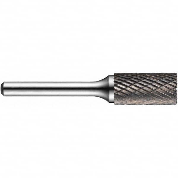 Precision Twist Drill - 1" Cut Diam, 1/4" Shank Diam, Carbide Double Cut Cylinder Burr with End Cut - Exact Tooling