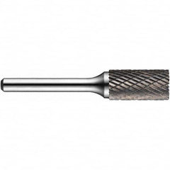 Precision Twist Drill - 1/8" Cut Diam, 1/8" Shank Diam, Carbide Double Cut Cylinder Burr with End Cut - Exact Tooling