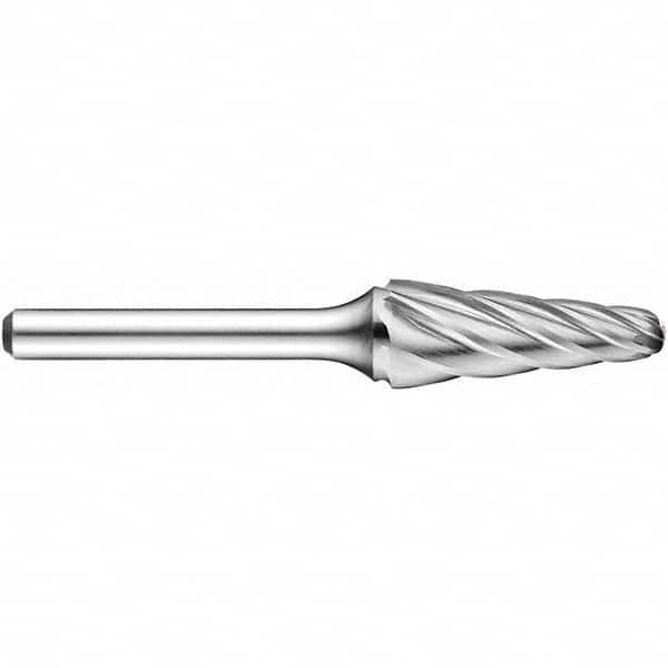 Precision Twist Drill - 3/8" Cut Diam, 1/4" Shank Diam, Carbide Aluma Cut Conical Radius End Burr - Exact Tooling