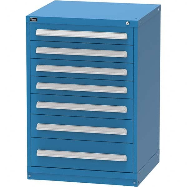 Vidmar - 7 Drawer Bright Blue Steel Modular Storage Cabinet - Exact Tooling