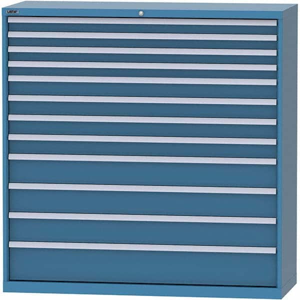 LISTA - 12 Drawer, 84 Compartment Bright Blue Steel Modular Storage Cabinet - Exact Tooling