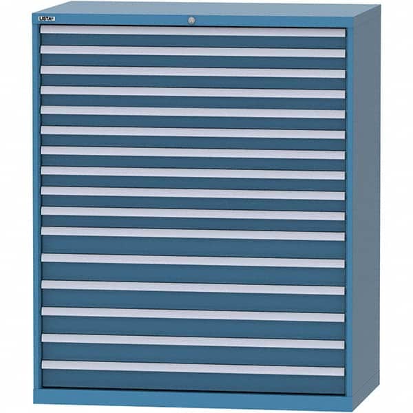 LISTA - 16 Drawer, 216 Compartment Bright Blue Steel Modular Storage Cabinet - Exact Tooling