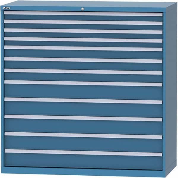 LISTA - 12 Drawer, 84 Compartment Bright Blue Steel Modular Storage Cabinet - Exact Tooling