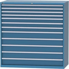 LISTA - 12 Drawer, 84 Compartment Bright Blue Steel Modular Storage Cabinet - Exact Tooling
