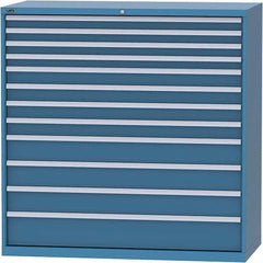 LISTA - 12 Drawer, 84 Compartment Bright Blue Steel Modular Storage Cabinet - Exact Tooling