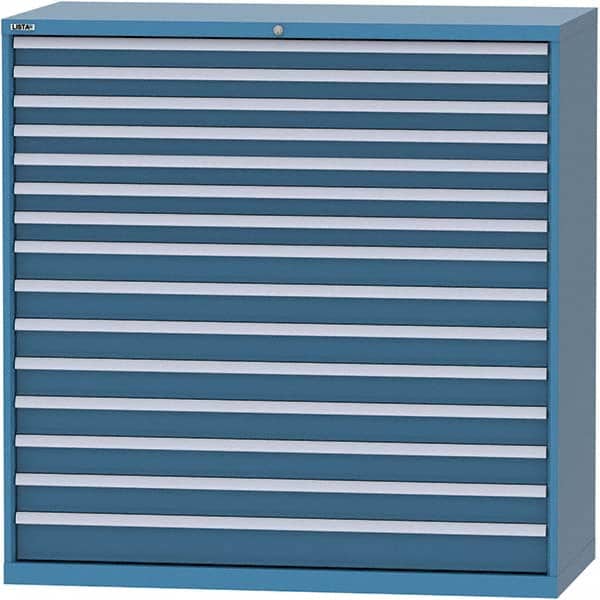 LISTA - 15 Drawer, 84 Compartment Bright Blue Steel Modular Storage Cabinet - Exact Tooling