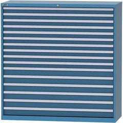 LISTA - 16 Drawer, 84 Compartment Bright Blue Steel Modular Storage Cabinet - Exact Tooling