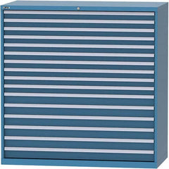 LISTA - 16 Drawer, 84 Compartment Bright Blue Steel Modular Storage Cabinet - Exact Tooling