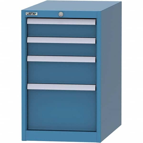 LISTA - 4 Drawer, 45 Compartment Bright Blue Steel Modular Storage Cabinet - Exact Tooling