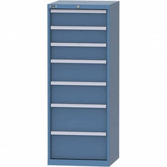 LISTA - 7 Drawer, 84 Compartment Bright Blue Steel Modular Storage Cabinet - Exact Tooling