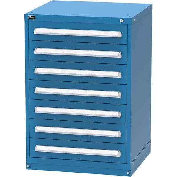 Vidmar - 7 Drawer Bright Blue Steel Modular Storage Cabinet - Exact Tooling