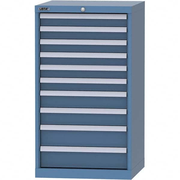 LISTA - 10 Drawer, 84 Compartment Bright Blue Steel Modular Storage Cabinet - Exact Tooling