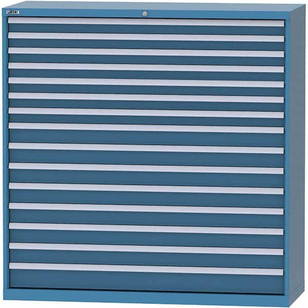 LISTA - 15 Drawer, 84 Compartment Bright Blue Steel Modular Storage Cabinet - Exact Tooling