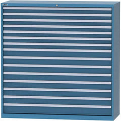 LISTA - 15 Drawer, 84 Compartment Bright Blue Steel Modular Storage Cabinet - Exact Tooling