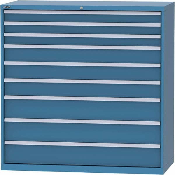 LISTA - 9 Drawer, 84 Compartment Bright Blue Steel Modular Storage Cabinet - Exact Tooling