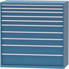 LISTA - 10 Drawer, 84 Compartment Bright Blue Steel Modular Storage Cabinet - Exact Tooling