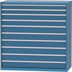 LISTA - 10 Drawer, 84 Compartment Bright Blue Steel Modular Storage Cabinet - Exact Tooling