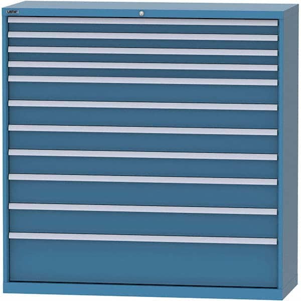 LISTA - 11 Drawer, 84 Compartment Bright Blue Steel Modular Storage Cabinet - Exact Tooling