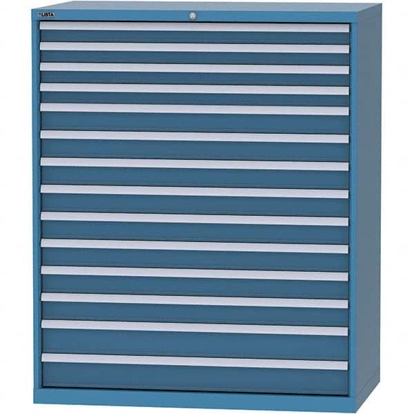 LISTA - 14 Drawer, 216 Compartment Bright Blue Steel Modular Storage Cabinet - Exact Tooling