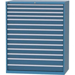LISTA - 14 Drawer, 216 Compartment Bright Blue Steel Modular Storage Cabinet - Exact Tooling